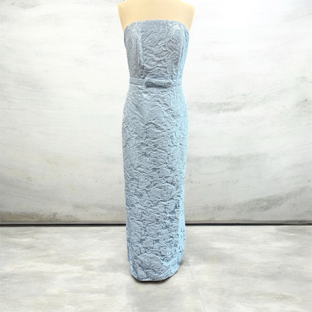 Sachin + Babi Strapless Pale Blue Textured Gown